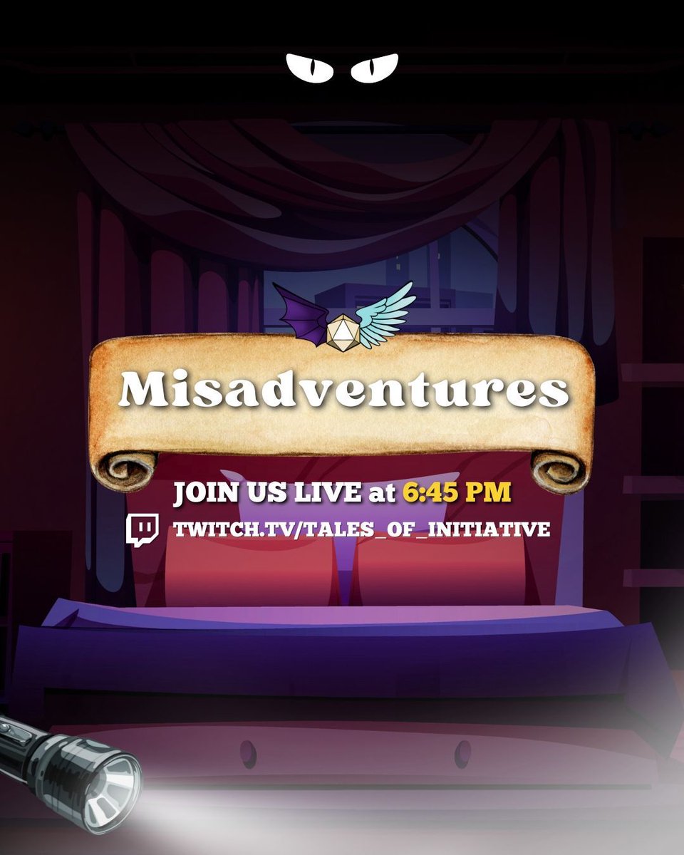 A flashlight tossed haphazardly. Will they take it upon themselves to leash that which sifts through the dark vents of The Milton Hotel? 

EPISODE 2 | The Flashlight in the Dark 

LIVE NOW! twitch.tv/tales_of_initi…

#DnD #ttrpg #tales #fantasy #talesofinitiative #storytelling