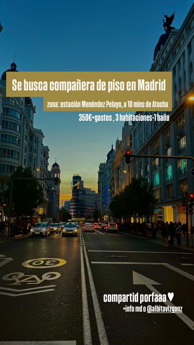 carla_yf's tweet photo. Se busca compañera de piso en Madrid. 
zona: Menéndez Pelayo
precio: 350+ gastos
3 habitaciones + 1 baño

Se agradece difusión 🫶🏻
#Madrid https://t.co/s8IY7bLTpt
