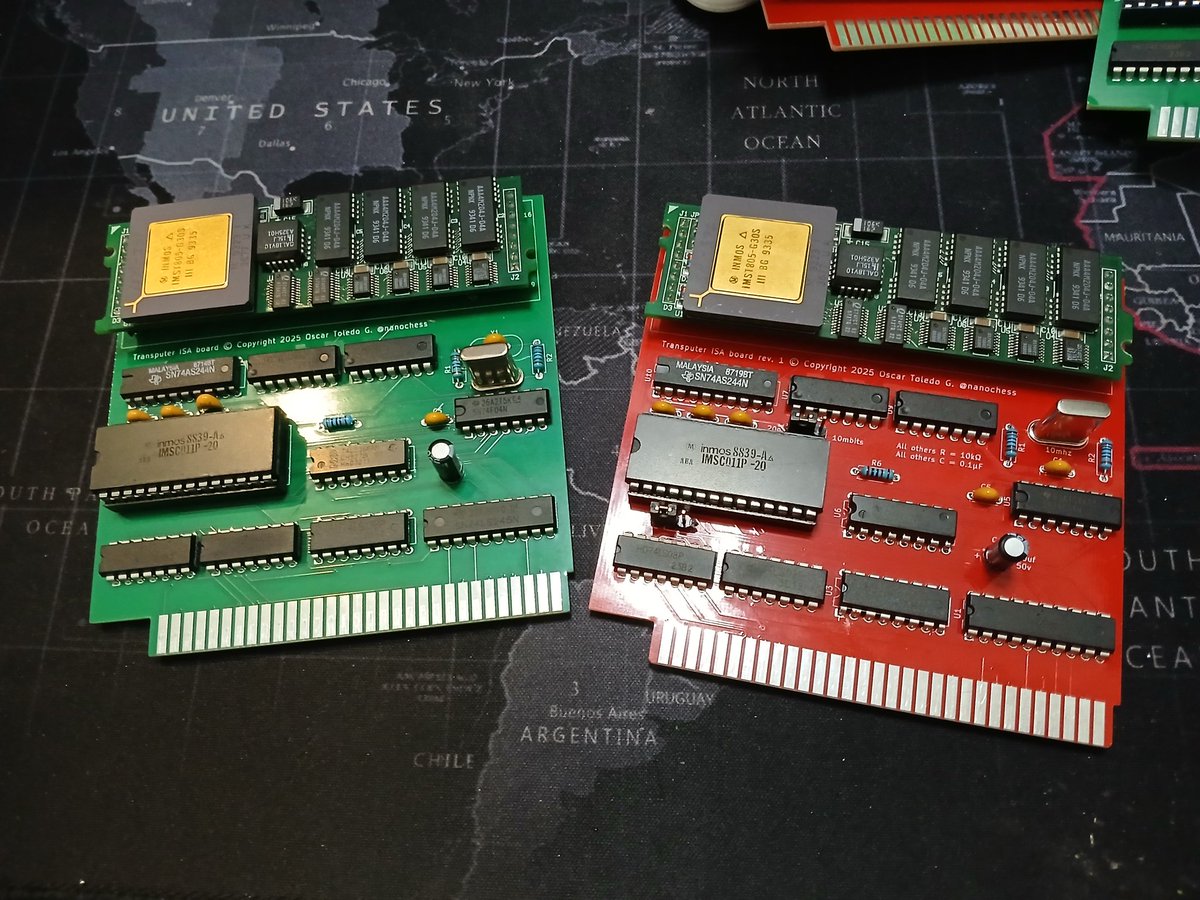 nanochess's tweet image. I want to release my transputer PCB board, but when I adjusted the schematic to add port and speed selection, KiCad decided I wanted to do the definitive crossover between D0 and A4, bringing down the 286 🫣 I was able to scratch it and add the wire of shame 😅 #retro #transputer