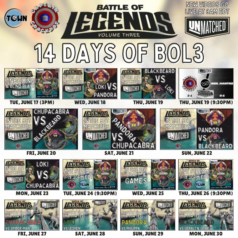 Streaming BOL3 TONIGHT with O-Town at 9:30pm EDT!
(In a little under 3 hours from now)
youtube.com/live/cLyVgu5Ll…

Since I didn't post them, here are my 2 most recent BOL3 vids:
Pandora vs Blackbeard
youtu.be/OD3rzzVQ-FA

Loki vs Chupacabra
youtu.be/Q4AhO_gFyCs