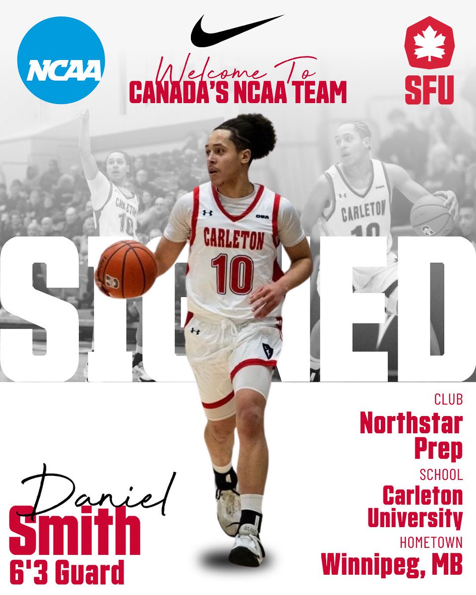 SFU Men's Basketball (@sfu_mbb) on Twitter photo Simon Fraser University Red Leafs are excited to welcome our newest addition, Daniel Smith — a 6’3 guard from Winnipeg, Manitoba, by way of Carleton University and Northstar Prep.
Welcome to the Red Leafs Family, Daniel! 🍁 Simon Fraser University Red Leafs are excited to welcome our newest addition, Daniel Smith — a 6’3 guard from Winnipeg, Manitoba, by way of Carleton University and Northstar Prep.
Welcome to the Red Leafs Family, Daniel! 🍁
