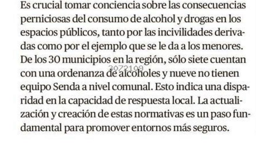 🗞Hoy, Diario El Llanquihue en su editorial, se refiere a las propuestas de medidas preventivas por parte de SENDA Los Lagos, en relación a la prevención del consumo de alcohol, para promover entornos mas seguros que contribuyan en la protección de niños, niñas  y adolescentes.