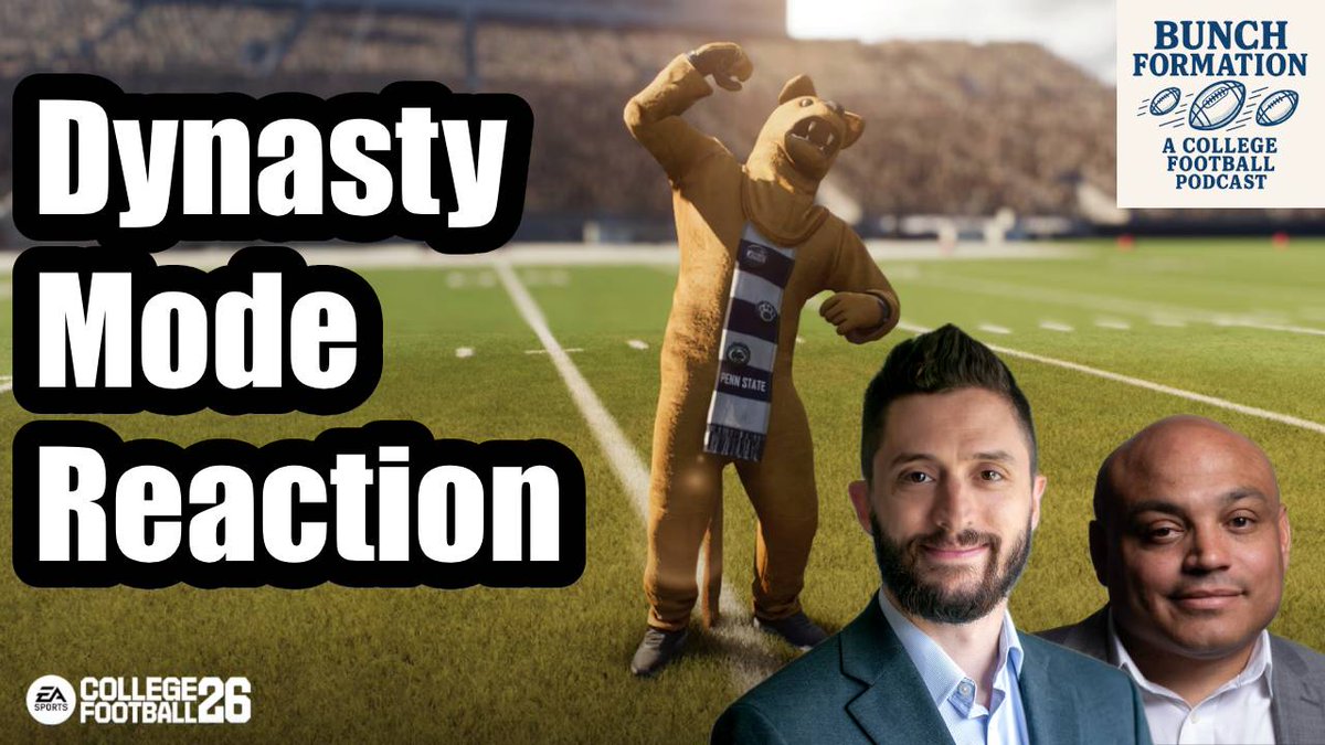 BunchFormationP's tweet photo. ๐ New Episode!
@ChrisVannini and @davidubben have played the #CFP26 Dynasty Mode.
What they like, don't like and want to see more of, plus reaction to the EA Sports Deep Dive.
๐ง๐บ Listen/Watch: https://t.co/qQeIHJj6TV https://t.co/qr0A8FB3Fq