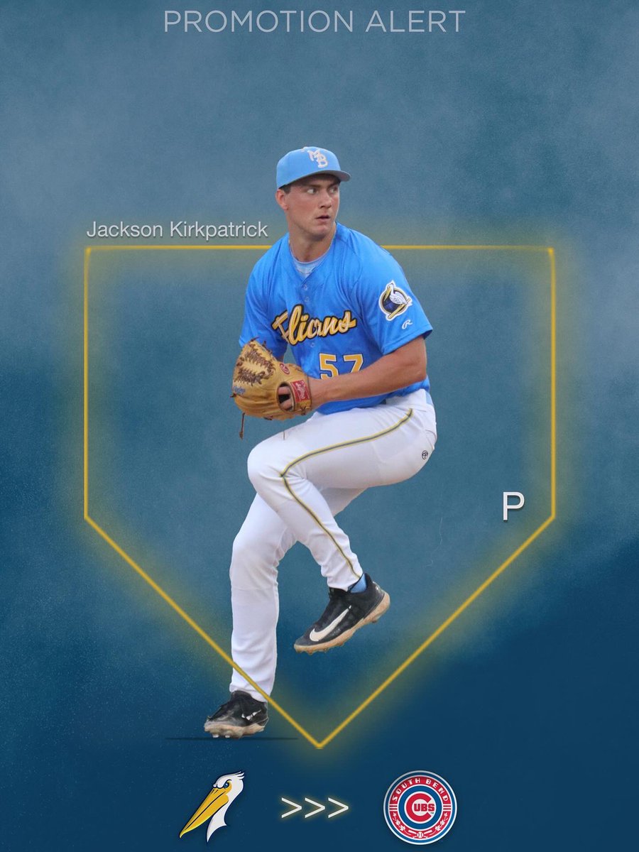 Myrtle Beach Pelicans (@pelicanbaseball) on Twitter photo Congratulations to Jackson Kirkpatrick on being promoted to High-A South Bend! Congratulations to Jackson Kirkpatrick on being promoted to High-A South Bend!