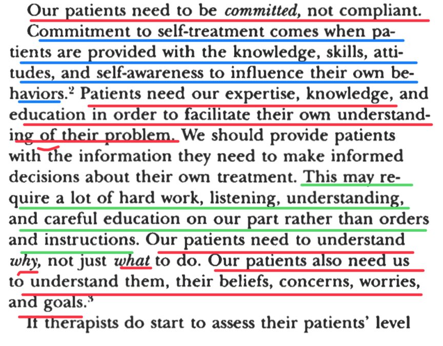 Retlouping's tweet image. I think this is still one of the best things I have written. 26 years on and we are still ignoring the message. 

Empower the patient. jospt.org/doi/pdf/10.251…