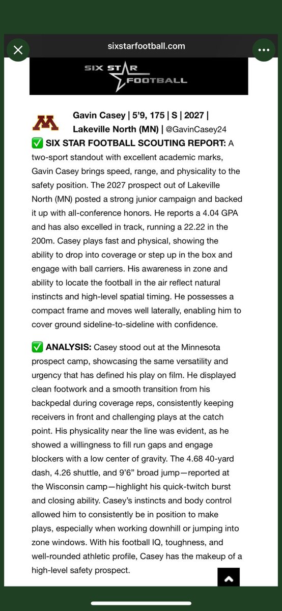 GavinCasey24's tweet image. Thank you for the write up @sixstarfootball! Don’t skip reading! 

@OJW_Scouting @Coach_DCollins @CoachNJ_Monroe @Coach_Bergy