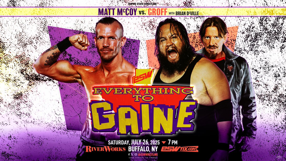 After hearing from McCoy &amp; DeVille, we made it official!

Matt McCoy vs. Groff is set for #ESWGaine 2025. 

ESWTIX.com