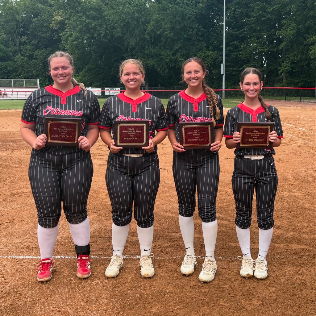 Congratulations to our senior softball players who were honored tonight by the Iowa Girls Coaching Association! These 4 seniors achieved Academic All State honors by meeting the criteria of GPA, ACT scores, &amp; class rank. Congratulations, ladies! #GoDogs #BeTheBest #SetTheStandard