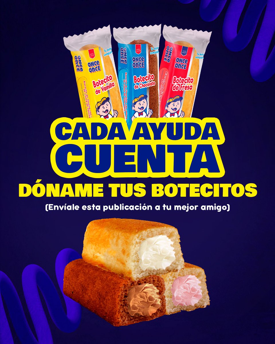 onceonceven's tweet photo. 📩 Envíale esta publicación a tu mejor amigo y dile que donar sus #Botecitos a una buena causa, lo convertirá en una gran persona 😋🤣
#Oncelicioso #OnceLover #TuDulceCompañía #Venezuela #LaHoraDeLaMerienda https://t.co/iUaqjZetKO