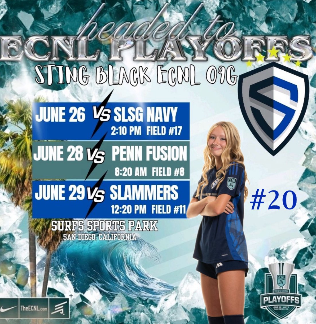 Natalie Scott (@natkscott20) on Twitter photo San Diego playoffs!! 🔜🔥#soccer #ECNL #ecnlplayoffs
<a href="/CoachOrford/">Mike Orford</a> <a href="/adamflynnAF/">Adam Flynn</a> <a href="/StingBlkECNL09/">Sting Black ECNL 09G</a> <a href="/ImYouthSoccer/">ECNL/GA/Recruiting/College Soccer</a> <a href="/ImCollegeSoccer/">College Soccer Truth ™</a> <a href="/PrepSoccer/">Prep Soccer ⚽️</a> San Diego playoffs!! 🔜🔥#soccer #ECNL #ecnlplayoffs
<a href="/CoachOrford/">Mike Orford</a> <a href="/adamflynnAF/">Adam Flynn</a> <a href="/StingBlkECNL09/">Sting Black ECNL 09G</a> <a href="/ImYouthSoccer/">ECNL/GA/Recruiting/College Soccer</a> <a href="/ImCollegeSoccer/">College Soccer Truth ™</a> <a href="/PrepSoccer/">Prep Soccer ⚽️</a>