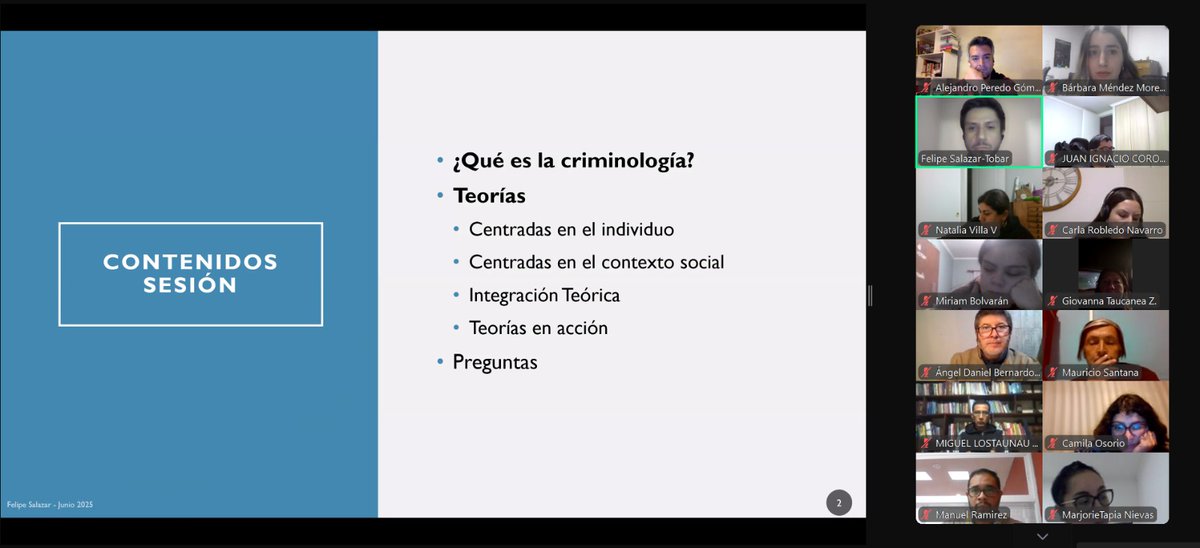 CESC_UChile's tweet image. AHORA 📢 |Prof. Felipe Salazar realiza sesión de integración de contenidos del Módulo 1 del Diploma en Criminología Aplicada 🔍📚 @gobierno_uchile @uchile