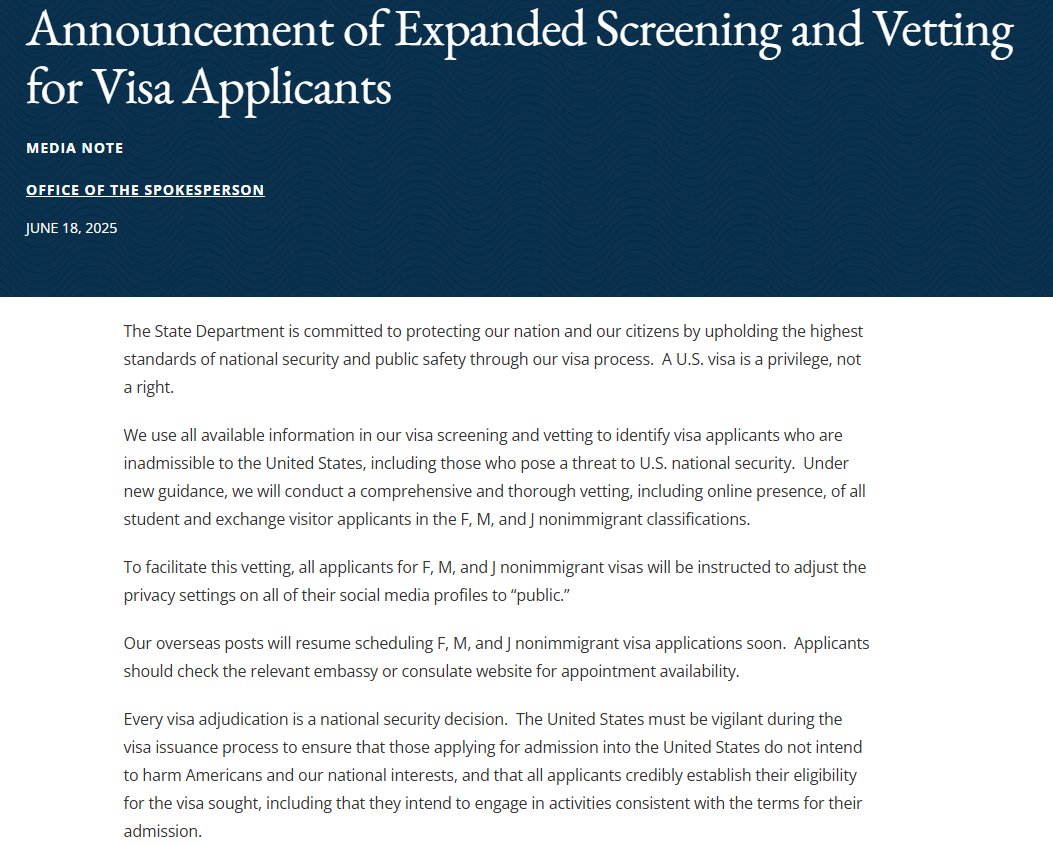 Si quieres una VISA, tienes que opinar igual que ellos.