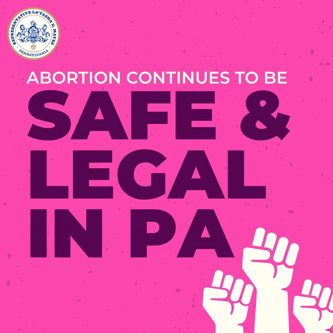 RepMayes's tweet image. Three years ago today, the #Dobbs Supreme Court decision changed the nation and it tried to end abortion access but we never ever gave up the fight in our Commonwealth!
Abortion is *still* safe and legal in Pennsylvania.
#repmayes #roevwade