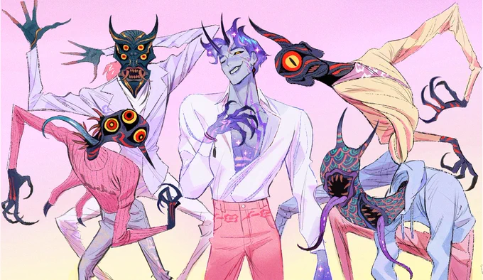 An early Saja boy design. Just playing with demon transitions and pushing poses. Maybe Jinu started with the abs #KPOPDEMONHUNTERS