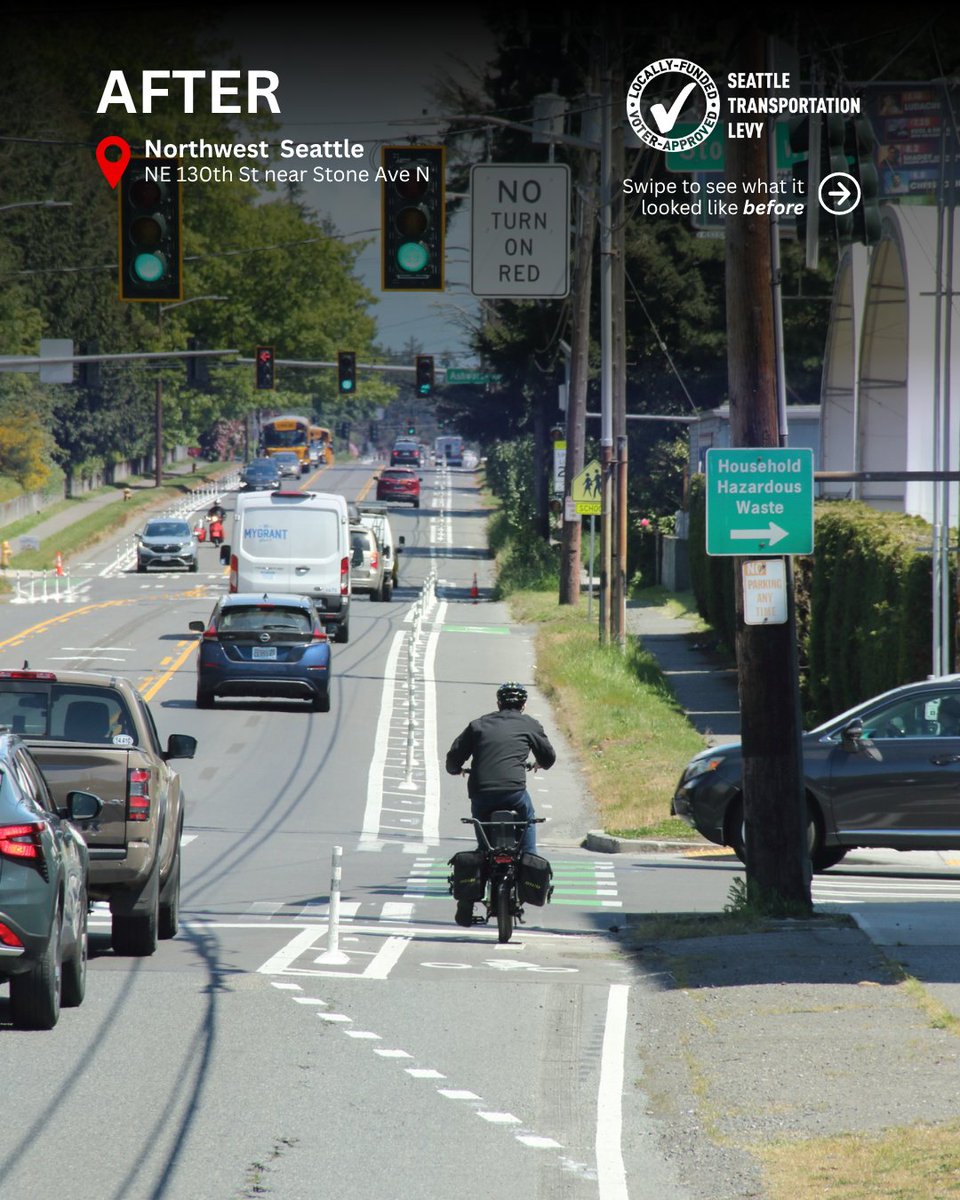 seattledot's tweet image. (1/5) Big changes in Northeast Seattle! 😍

Thanks to the #SeattleTransportationLevy and our #VisionZero program, N 130th St is now safer and more welcoming for everyone. 🚴‍♀️🚶‍♂️

Here’s what’s new on N 130th St (Aurora Ave N to 1st Ave NE)