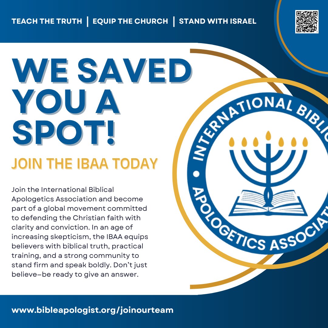 BibleApologist_'s tweet image. Be a voice for truth—join the International Biblical Apologetics Association! Connect with a global network equipping believers to defend the faith with Scripture and reason.
Join now: bibleapologist.org/copy-of-invite…
#IBAA #ChristianApologetics #IgalGerman #DefendTheFaith #Apologetics