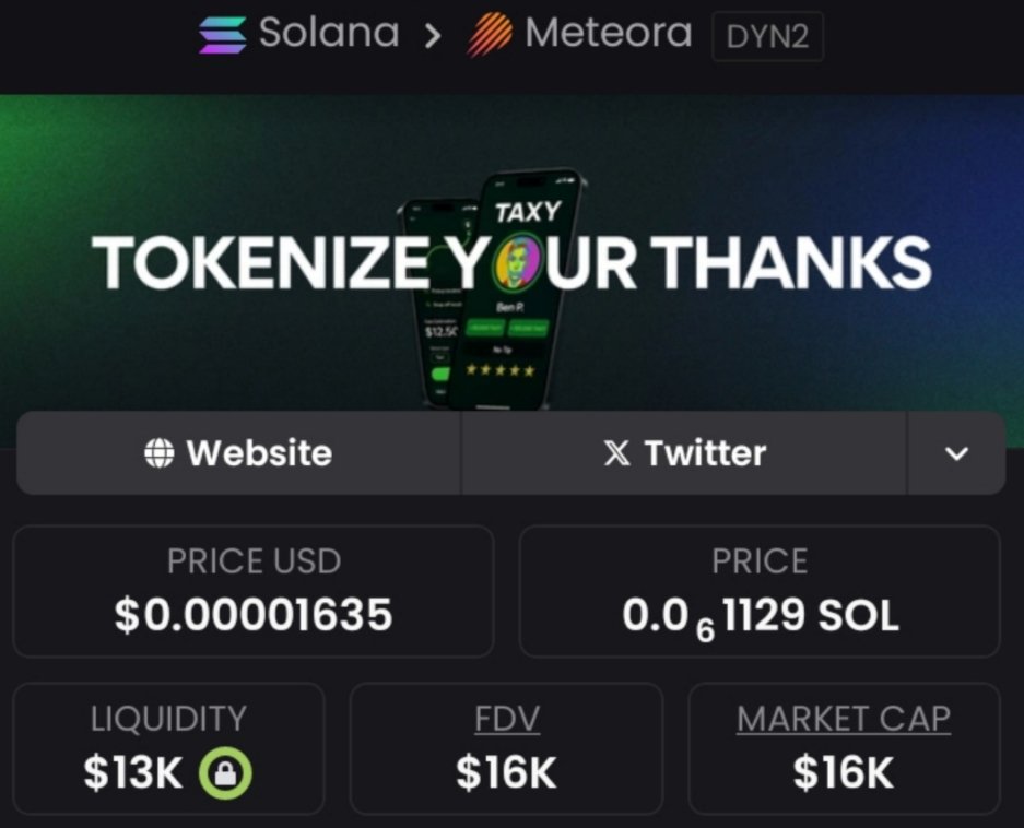 Alphaloot_'s tweet photo. Right on time with my TG #TAXY at $16k MC.— already made moves
Ca:6T2fZotH7TjYqPcFf3LTStwoHCiGA5XK73AoJsqKcBLV
#TAXY
#pumpswap
#SolanaMemeCoins https://t.co/cTD8ppdBc6