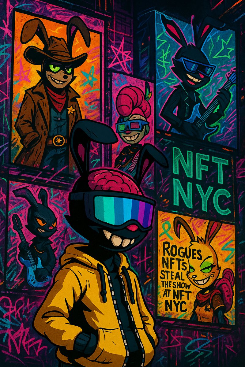 It all going down in NYC 

The NFT event of the year <a href="/NFT_NYC/">NFT.NYC</a> is kicking off!! 

It’s THE  place to be!!  <a href="/RoguesNFT/">Rogues</a> doing the rabbit hole proud 👏👏👏
<a href="/DegenFounder/">Degen Founder | 🐰🕳️</a> <a href="/0xJacobo/">jack</a> #LFGR