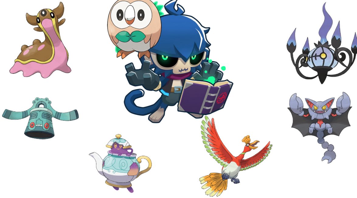 Corvus_btd's tweet photo. Time do adm (me dei a liberdade criativa de trocar o espírito pelo rowlet pq eu posso) https://t.co/sd8zVtIQY1