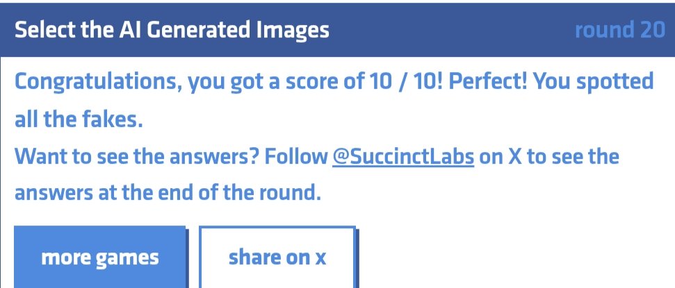 I just scored 10 / 10 on truthlens round 20 by <a href="/SuccinctLabs/">Succinct</a>! #SuccinctStars