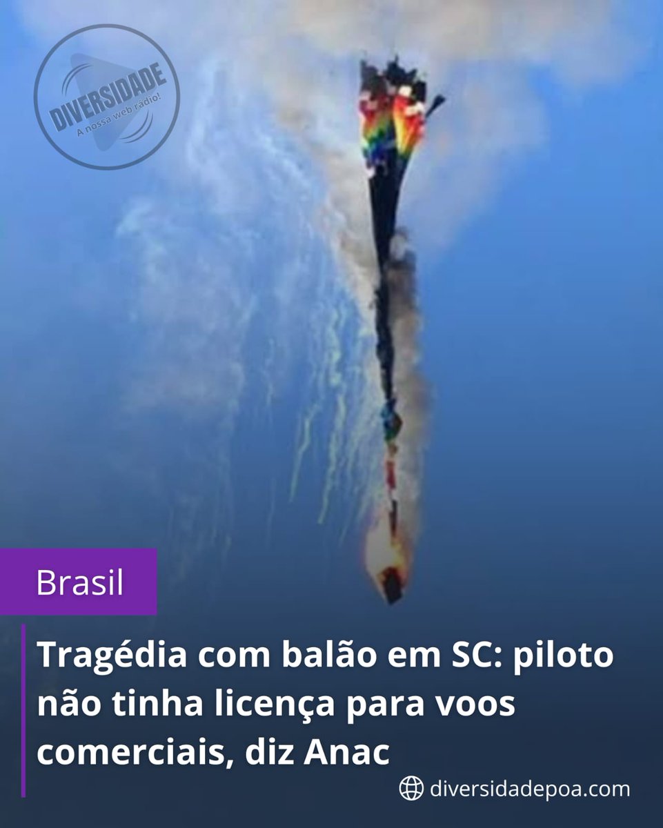 diversidade_poa's tweet image. 🚨 Piloto de balão que caiu em SC não tinha licença para voos comerciais, diz Anac. O acidente deixou 8 mortos em Praia Grande. A aeronave não era certificada. A causa ainda está sob investigação.

Foto: Imagens da internet.

#Balão #SantaCatarina #Anac #Tragédia #PraiaGrandeSC