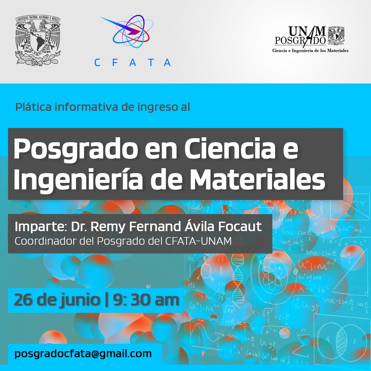 Cfata_Unam's tweet photo. #haztuposgrado | El #PCeIM te invita a su siguiente charla informativa de ingreso 📧 Regístrate vía e-mail: posgradocfata@gmail.com
Por favor comparte esta info con quien pueda ser de su interés 👇 https://t.co/VBQ5QLBmBt