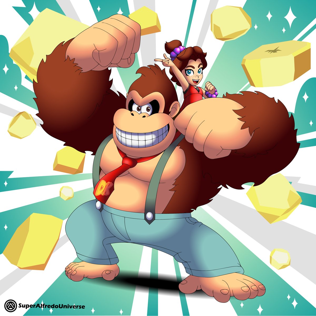 If I was eager to play this game before, thanks to the Donkey Kong direct I am now even more eager to try this game. 🍌💎🐵

#DonkeyKong #DonkeyKongBananza #DK #Pauline #Nintendo #NintendoSwitch2 #fanart #digitalart