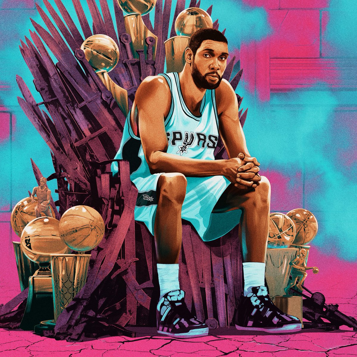 BaselineReview's tweet photo. Another Sneak peek from our story “The Ballad of Tim Duncan” with @ClaytonCrowley &amp; @Bartlettstudio! Story and Limited Edition Prints Available Now! #TBR #baselinereview #NBA #Spurs #TimDuncan https://t.co/zWLIhxxaIU