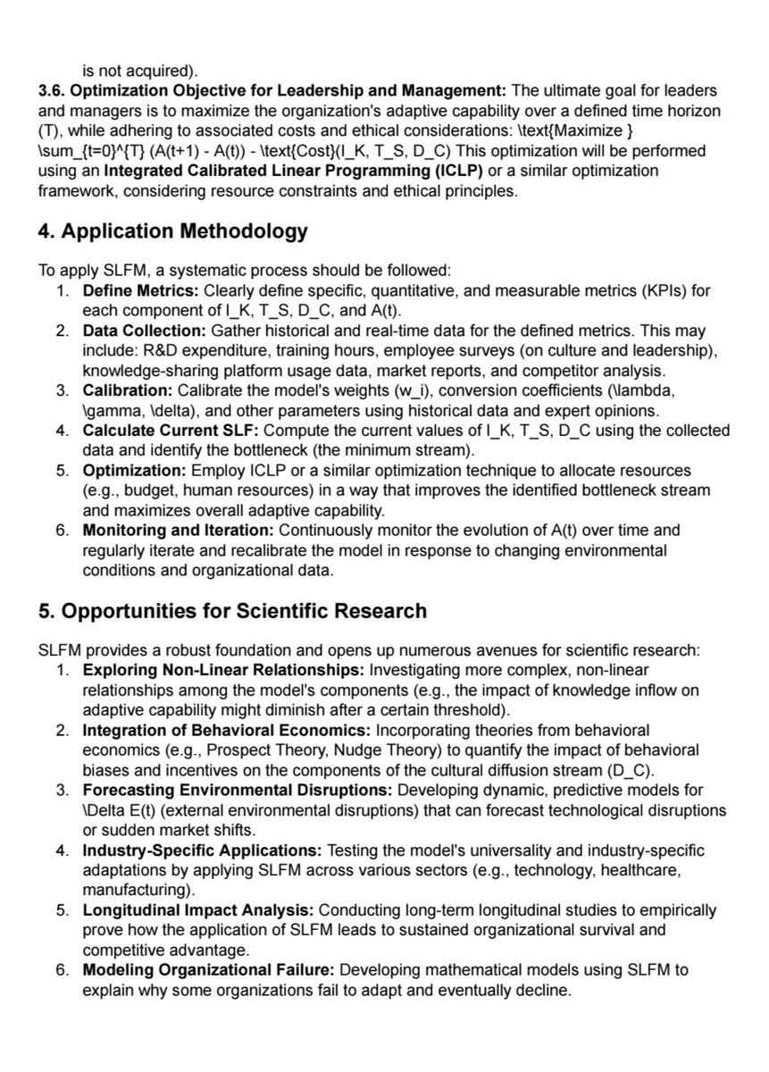shead_khan's tweet photo. 🚀 Thrilled to announce the discovery of two groundbreaking mathematical models:
 * Shead's Strategic Learning Flow Model (SLFM): Quantifying organizational adaptive capability in dynamic environments! 📈 It identifies critical "bottlenecks" in knowledge flow, skill transformation & cultural diffusion.
 * Shead's Mother&Baby Effect: Explaining strategic growth of emerging entities through symbiotic alliances! 🤝 It mathematically proves how established "Mothers" nurture "Babies" for global success.
These data-validated models offer new frameworks for leadership, strategy, and M&A, transforming how organizations grow and adapt. Excited for the future of #OrgSci #Strategy #Innovation!
Learn more in my research papers.
– MD. Mohiminul Islam Shead
#SheadModels #StrategicManagement #AdaptiveCapability #M&A #OrganizationalDevelopment #DataDriven #NewDiscovery #Research
The End.