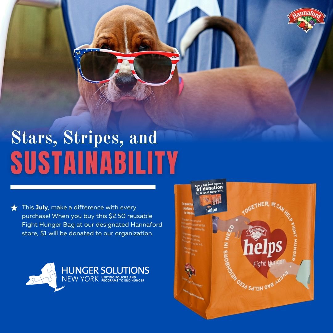 For the month of July, carry your summertime favorites in a Fight Hunger Bag! When you purchase a bag at Hannaford at 1490 Route 9 in Wappingers Falls, NY, a portion of your bag purchase supports our mission!