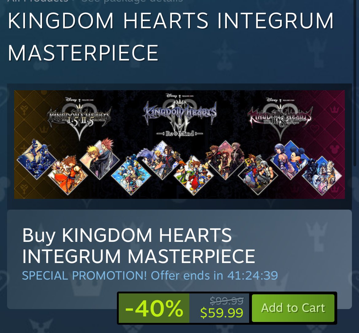 ArtemaSeeker's tweet image. HEY GUESS WHAT.

KH INTEGRUM MASTERPIECE ON STEAM IS HAVING A SALE FOR $60 AND IT’LL GO BACK TO REGULAR PRICE IN 41 HOURS.

ITS YOUR CHANCE TO BUY IT AND PLAY MY FAVORITE FRANCHISE OF ALL TIME IF YOU’RE INTERESTED 🔑