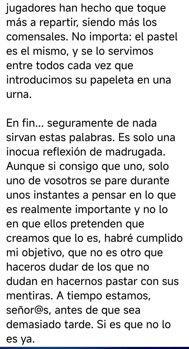 Una reflexión de madrugada...
