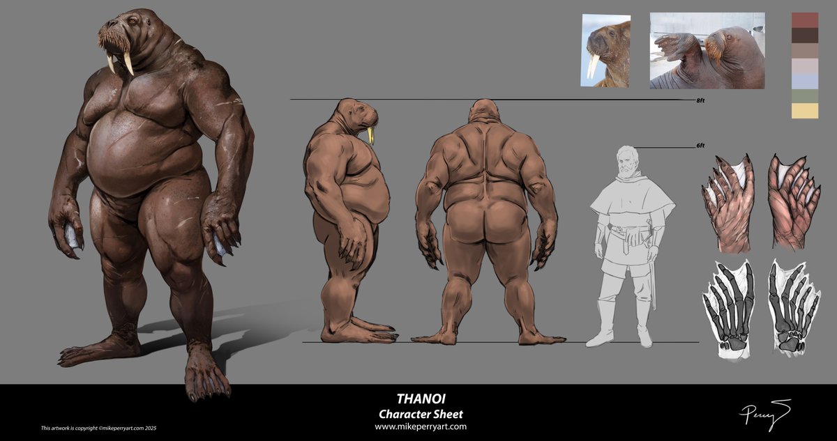 🚨 Portfolio Update! 🚨
Just added this full concept sheet for the Thanoi, a brutal arctic creature from the Dragonlance universe.
Pushing anatomy, scale, and realism in this creature design.
More on: mikeperryart.com