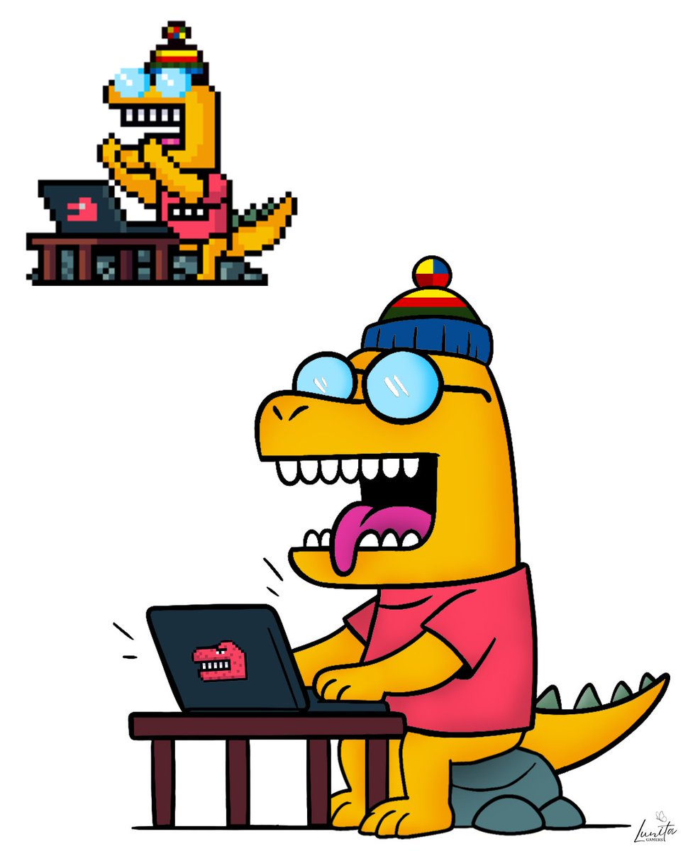 This is my favorite GIF of <a href="/AngryDynomites/">Angry Dynomites Lab 🦖</a> 😂🤭, it's so funny. I drew him a picture today, I hope you like it ☺💜

<a href="/Kind_HQ/">KIND</a> <a href="/Ronin_Network/">Ronin</a>