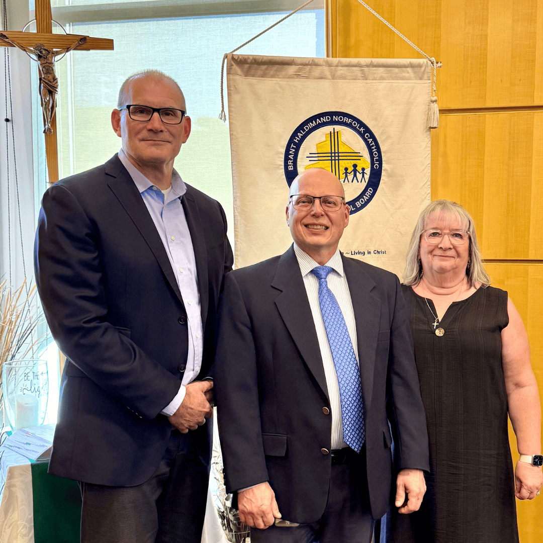 At tonight's meeting of the Board of Trustees, we were pleased to honour retiring administrators Orazio Caltagirone, Erin Bedard, and John Nicholson. Pictured is Director McDonald, John and Chair Luciani. We wish you the best in the next chapter of your journey!