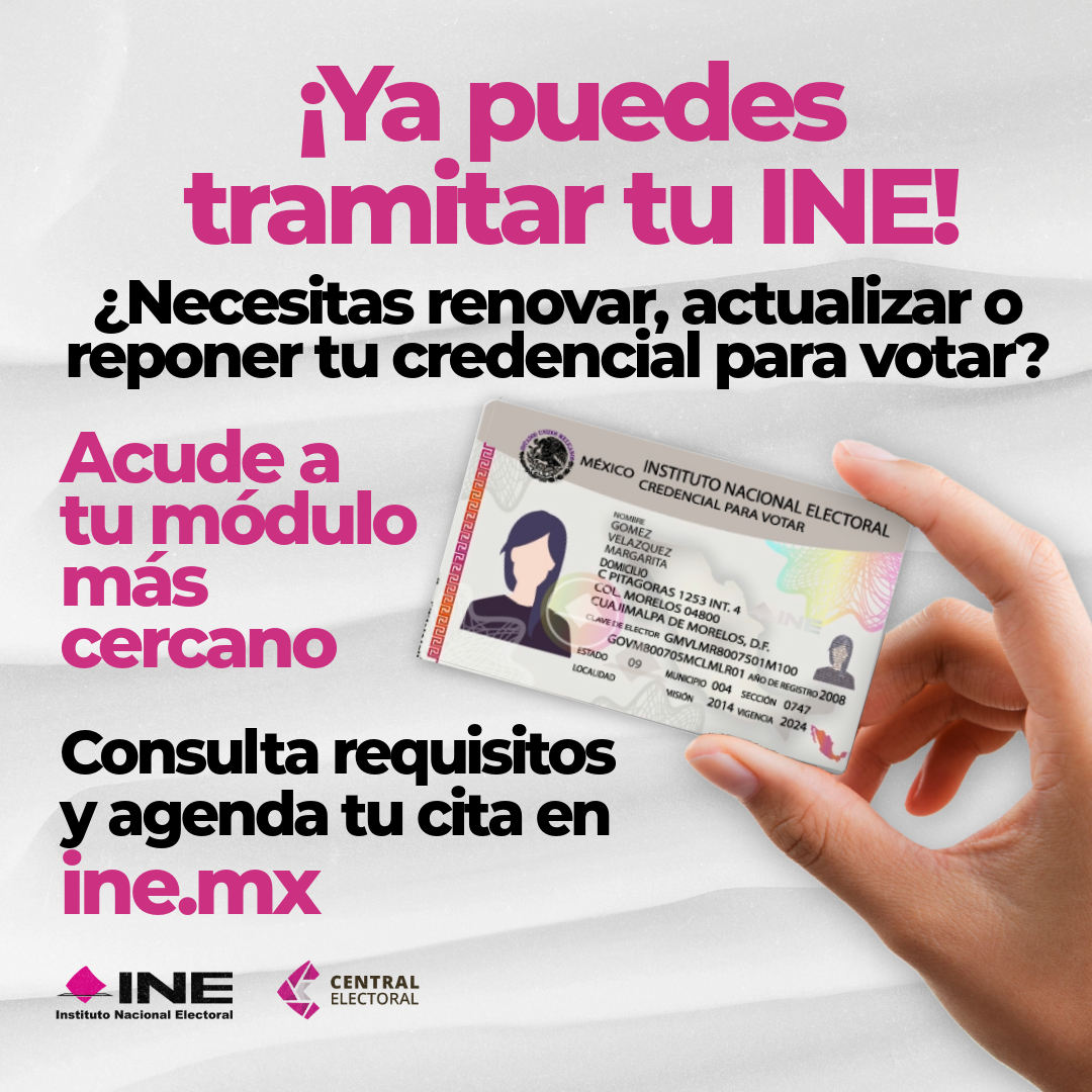 📌¿Qué esperas para tramitar tu INE!🪪Entra aquí: ine.mx/credencial/