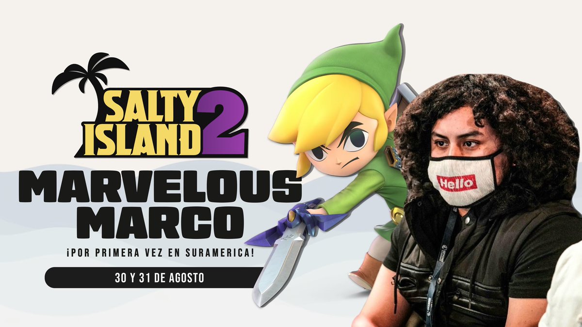Smash Barranquilla 🧂🏝️🔜 (@smashquilla) on Twitter photo ¡Hoy anunciamos a <a href="/MarvelousMarco_/">💜🩵🤍🩶🦈🍌CS3/|MARVELOUS_MARCO➡️</a> como parte de nuestro Fighter Pass 1!
El mejor Toon Link de Norteamérica está listo para dar la pelea.
Seguimos reuniendo talento internacional, ¿qué esperas para sumarte a la isla? 🏝️
start.gg/salty-island-2… ¡Hoy anunciamos a <a href="/MarvelousMarco_/">💜🩵🤍🩶🦈🍌CS3/|MARVELOUS_MARCO➡️</a> como parte de nuestro Fighter Pass 1!
El mejor Toon Link de Norteamérica está listo para dar la pelea.
Seguimos reuniendo talento internacional, ¿qué esperas para sumarte a la isla? 🏝️
start.gg/salty-island-2…