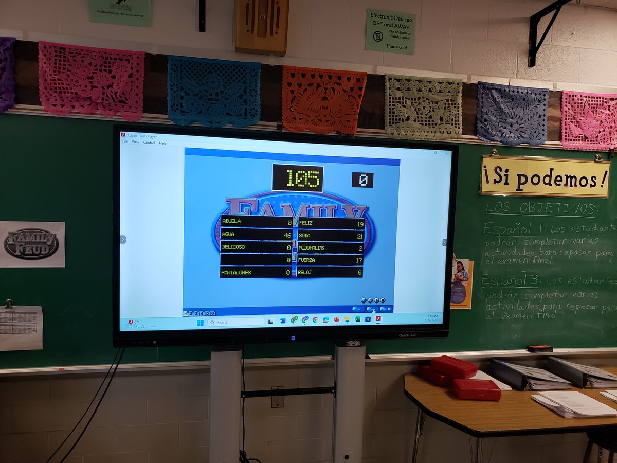 Spanish 1 students reviewed for their Final Exam by playing Family Feud in Spanish exactly like the TV Show!  <a href="/LansdowneViking/">Lansdowne High</a> <a href="/OWLteamBCPS/">Office of World Languages</a>