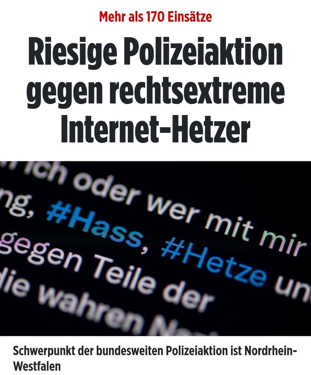 Coolnasenbaer's tweet image. Bundesweiter Polizeieinsatz gegen Hass und Hetze. 170 Objekte werden momentan durchsucht. Der Haupttatvorwurf lautet Volksverhetzung und Beleidigung von Politikern.