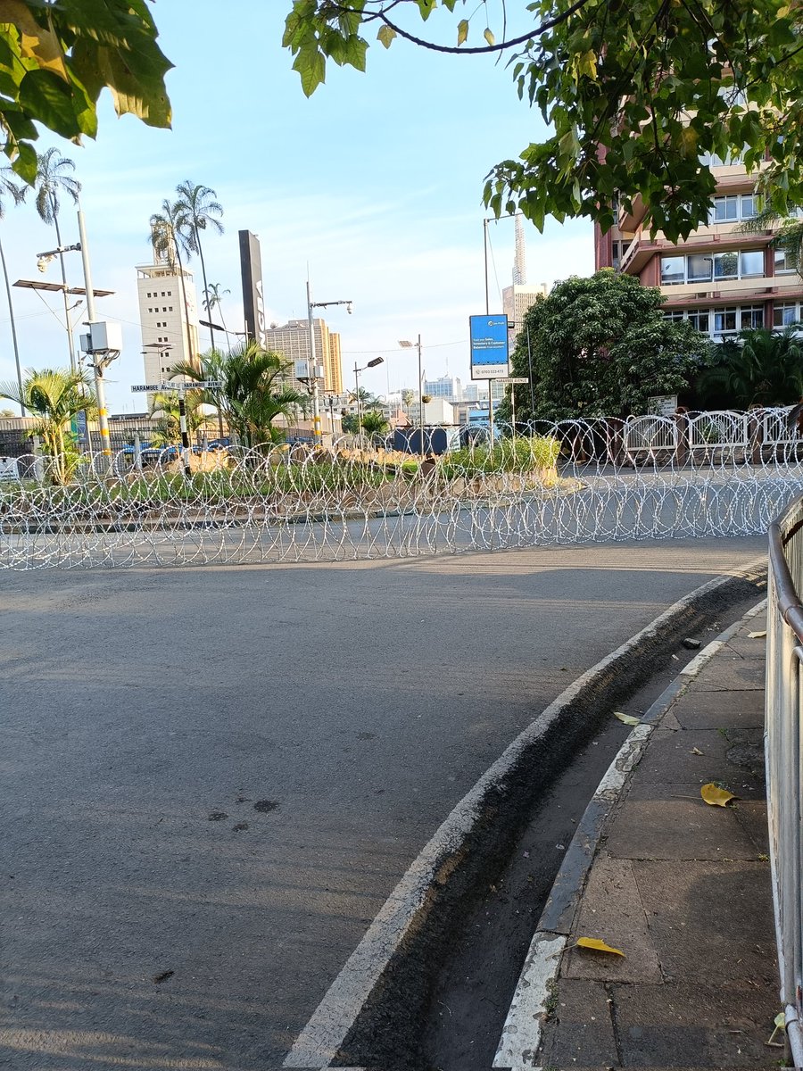 TheBrooder's tweet photo. The thing is, those men and women in uniform you're praising DON'T keep us all safe and secure. Our homes aren't barricaded to protect us, but today, you've barricaded Parliament and blocked roads into Nairobi CBD to protect yourselves. Who do you need protection from and why? https://t.co/CjSTcB3tuj