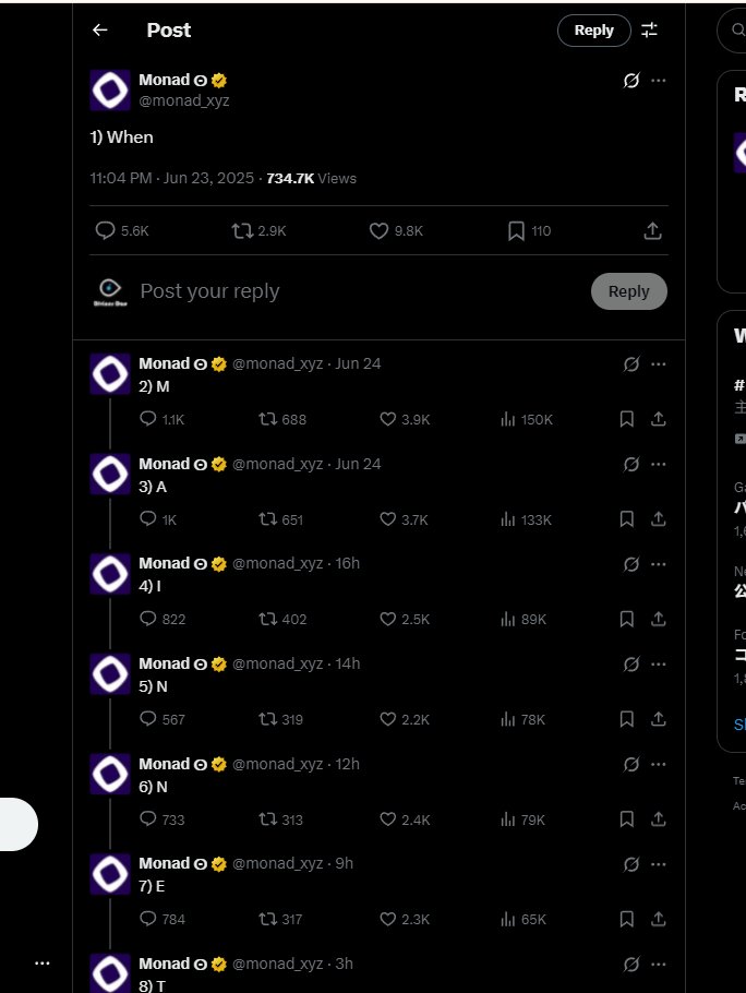 omg,<a href="/monad_xyz/">Monad</a> 官方发了个when mainnet（什么时候主网),是有什么暗示吗，是不是大的快来了🤩

这两天在交互testnet.amertis.exchange,monad生态还是一如既往的丝滑，我的主号已经做到700+TX了，争取做到1000TX.加油

#MonadTestnet  #monad_testnet_mon
