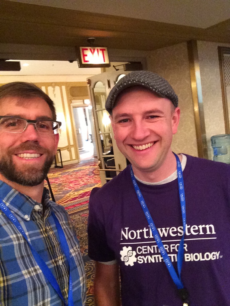 MichaelCJewett's tweet image. Found this image today from 2016 SEED when @ProfTomEllis rocked the @NUSynBio t-shirt....