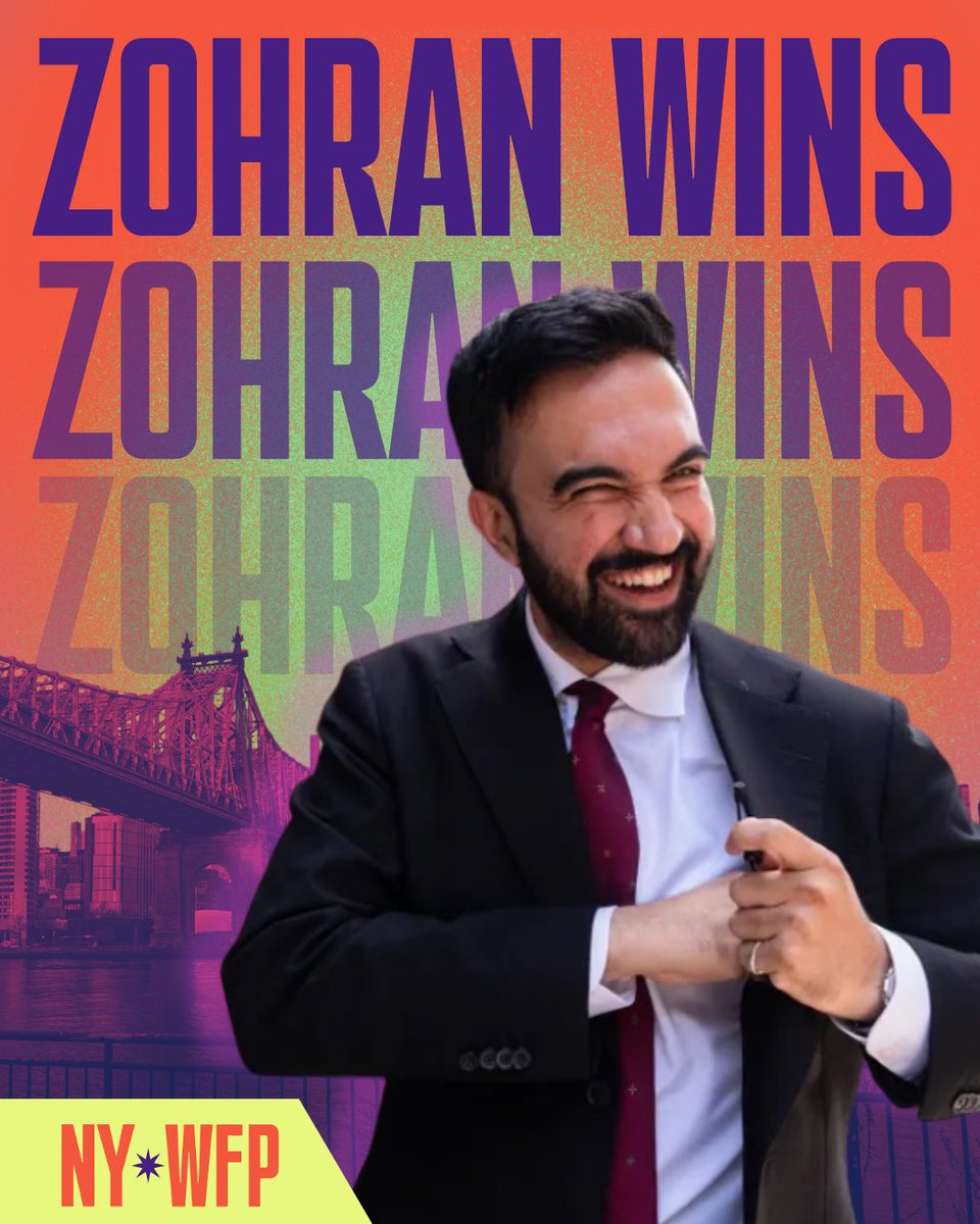 NYWFP's tweet photo. NYWFP CELEBRATES @ZohranKMamdani HISTORIC PRIMARY ELECTION VICTORY‼️ https://t.co/Kkc2XutRCu