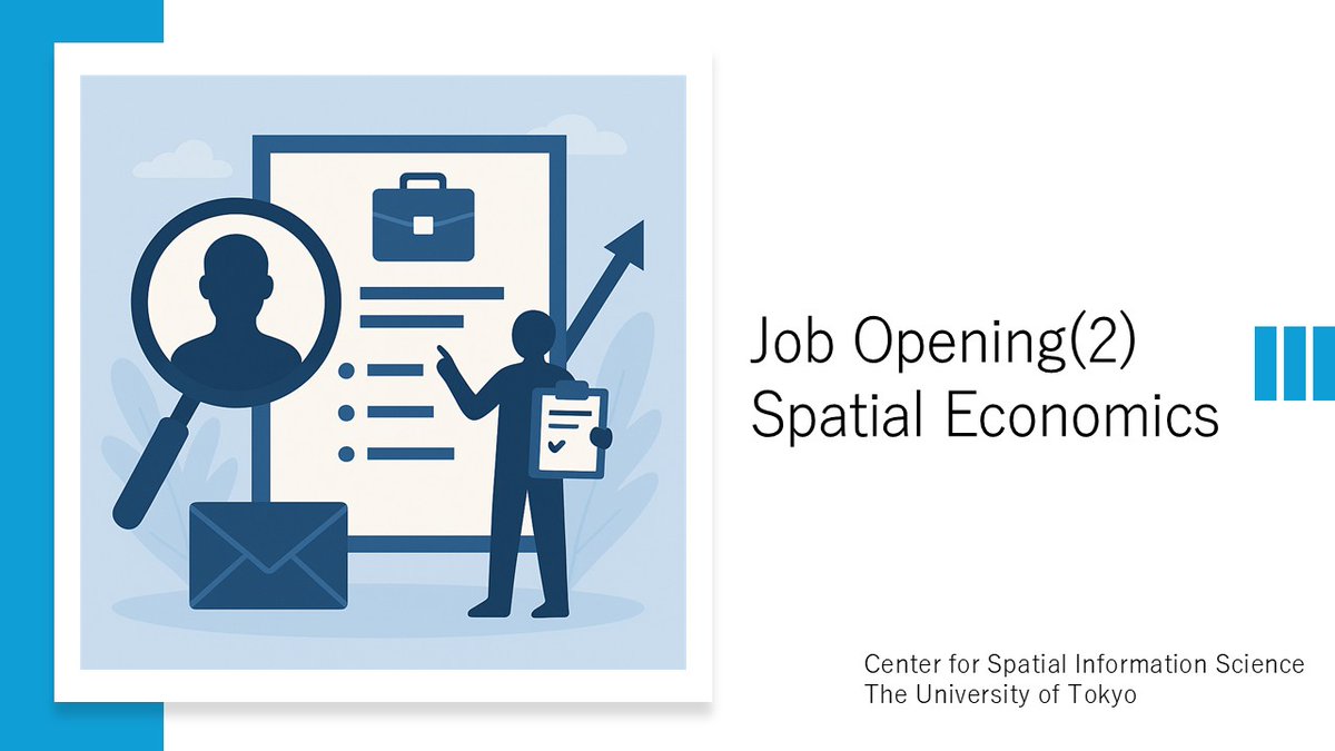 CSIS official (@csisut) on Twitter photo 📢Job Opening (2): Associate Professor / Assistant Professor (Lecturer) or Assistant Professor
We have launched a call for applications in the field of SPATIAL ECONOMICS, Division of Spatial Socio-economic Research.
🔗csis.u-tokyo.ac.jp/public-offer/s… (in Japanese) 📢Job Opening (2): Associate Professor / Assistant Professor (Lecturer) or Assistant Professor
We have launched a call for applications in the field of SPATIAL ECONOMICS, Division of Spatial Socio-economic Research.
🔗csis.u-tokyo.ac.jp/public-offer/s… (in Japanese)