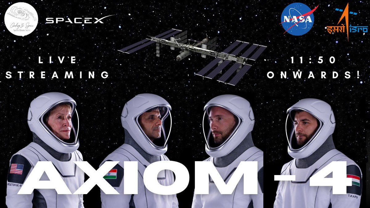 GalaxyZSpace's tweet photo. 🚀 We're going Live: Axiom Mission 4 (Ax-4) to the ISS!

India’s own Group Captain Shubhanshu Shukla is aboard this private spaceflight 🌍👨‍🚀

🎥 Watch Live: https://t.co/Oqi10EcXuE

#Ax4 #AxiomSpace #ShubhanshuShukla #SpaceX #GalaxyZSpace #NASA #ISS #IndiaInSpace https://t.co/bgPhCSF6DZ