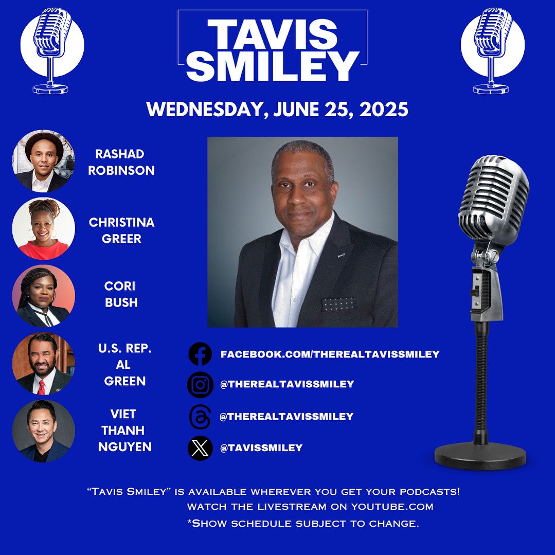 Tavis Smiley - on 🧵 @therealtavissmiley (@tavissmiley) on Twitter photo #kbla1580 #unapologeticallyprogressive #tavissmiley #tavissmileyshow #rashadrobinson #christinagreer #coribush #algreen #vietthanhnguyen #thenation #i̇ran #nycmayorrace #andrewcuomo #zohranmamdani #aipac #bowmanandbush #homelandsecurity <a href="/Dr_CMGreer/">Christina Greer</a> #kbla1580 #unapologeticallyprogressive #tavissmiley #tavissmileyshow #rashadrobinson #christinagreer #coribush #algreen #vietthanhnguyen #thenation #i̇ran #nycmayorrace #andrewcuomo #zohranmamdani #aipac #bowmanandbush #homelandsecurity <a href="/Dr_CMGreer/">Christina Greer</a>