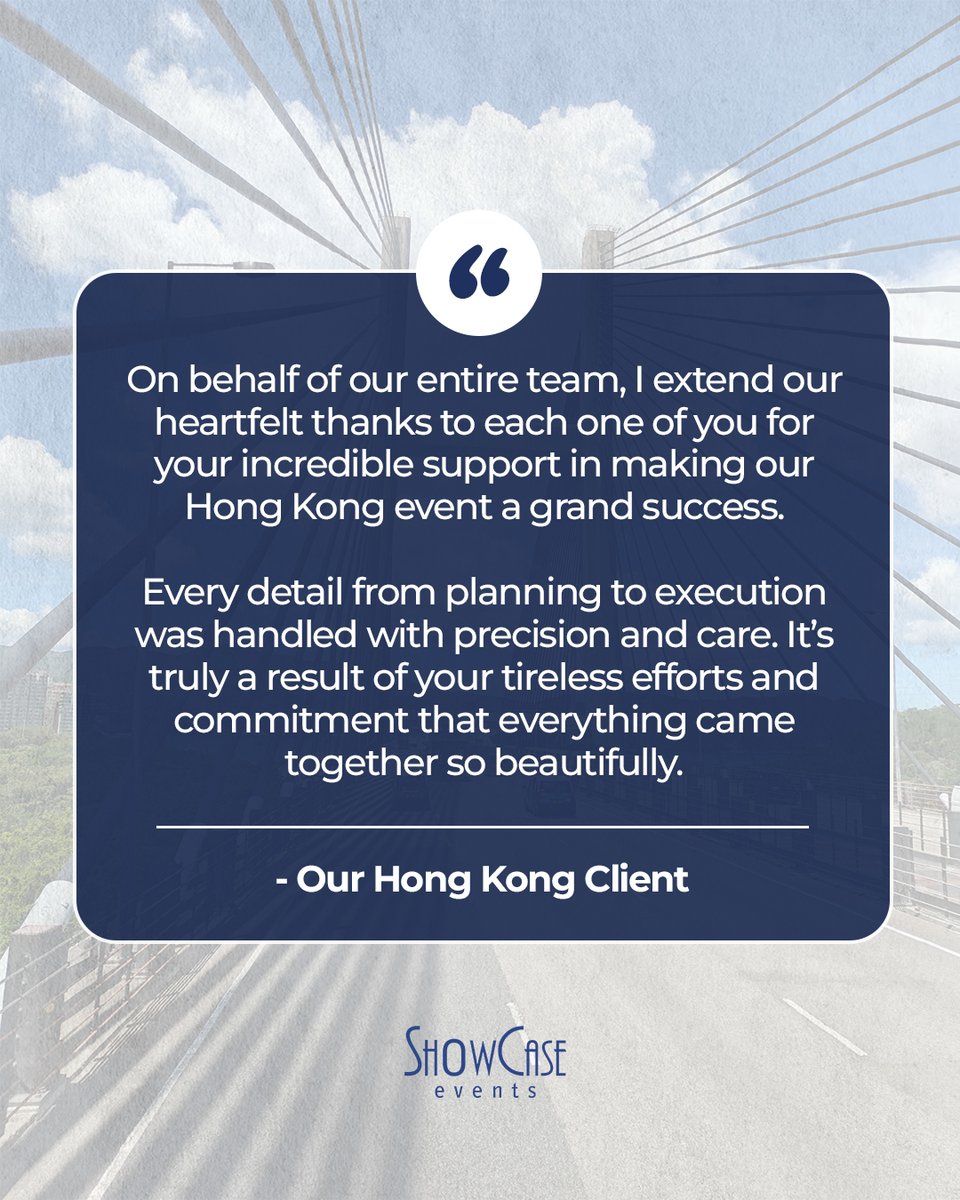 Big moments feel even bigger when they’re shared with gratitude.

Thank you, Hong Kong — this one meant a lot.

#ShowCaseEvents #Testimonials #Feedback #ShowCaseInHongKong #HongKong #InternationalEvents #EventsThatInspire #EventPlanningIndia #OnlyAtShowCase