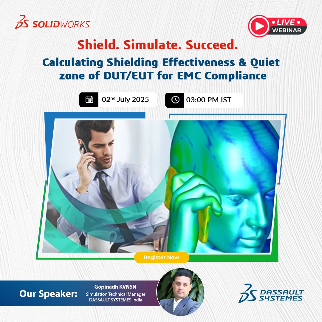 How effective is your device shielding? 

Learn how to enhance shielding effectiveness and achieve accurate quiet zone simulations with Dassault Systemes Electromagnetics Engineer Simulation.

Register now: discover.solidworks.com/calculating-sh…
