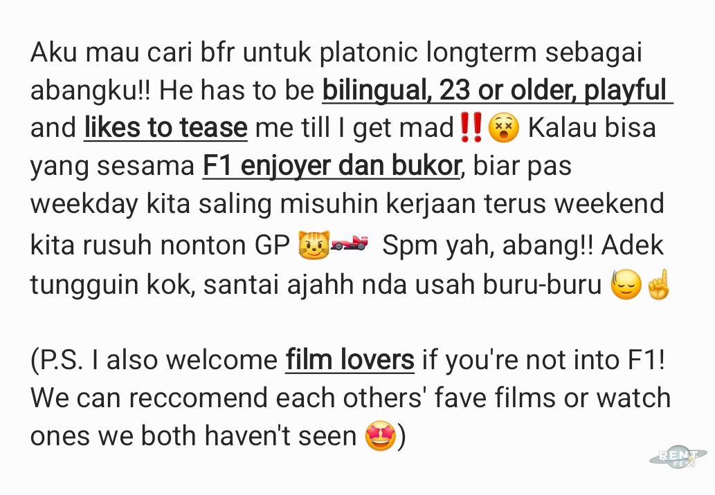 bfgrent's tweet photo. Rent! Buat BxG platonic yaaw :] Boleh mampir kapan aja, post ini akan aku bm dan cek berkala! https://t.co/Vhsb1lWrNR