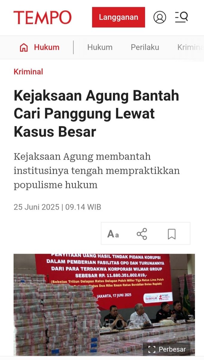 SERBA SALAH.
Kejagung kerja diem2 nanti dibilang ghosting.
Kerja terang2an, dibilang cari panggung

Koruptornya sdh diciduk, uang negara diselamatkan.

Ini yg ribut pasti krn blm dpt panggilan 😌

Mungkin yg parno bkn soal transparansi, tpi trauma liat temennya pake rompi pink 😅